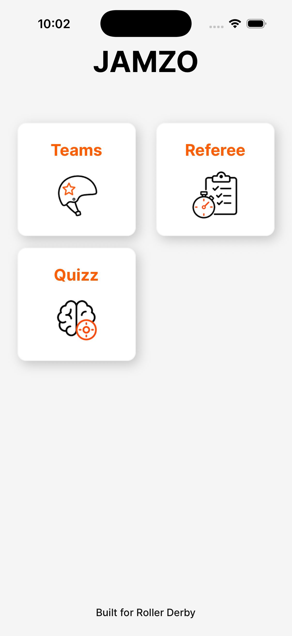 Écran d'accueil de l'application Jamzo